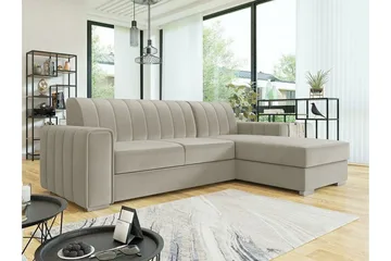 Denegal 3-sits Hörnbäddsoffa Beige/Light beige - Møbler - Sofaer - Sovesofaer - Sovesofa divan