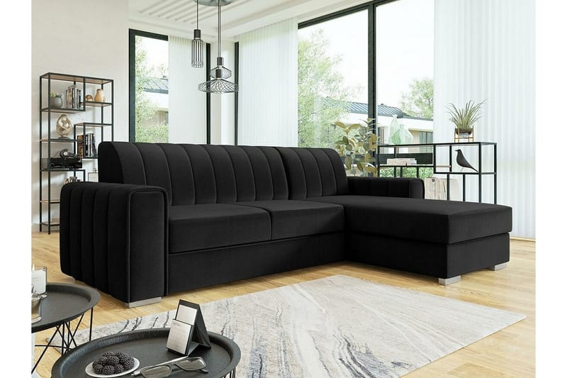 Denegal 3-sits Hörnbäddsoffa Black - Møbler - Sofaer - Sovesofaer - Sovesofa divan