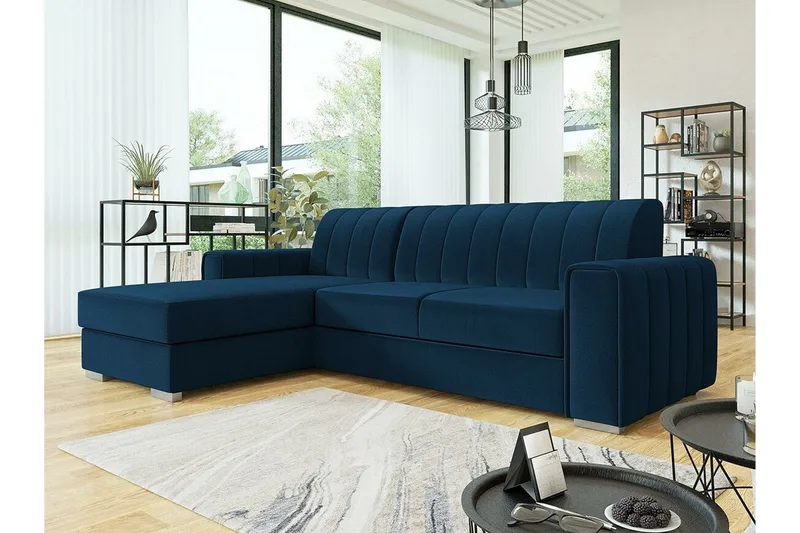 Denegal 3-sits Hörnbäddsoffa Dark blue - Møbler - Sofaer - Sovesofaer - Hjørnesovesofa