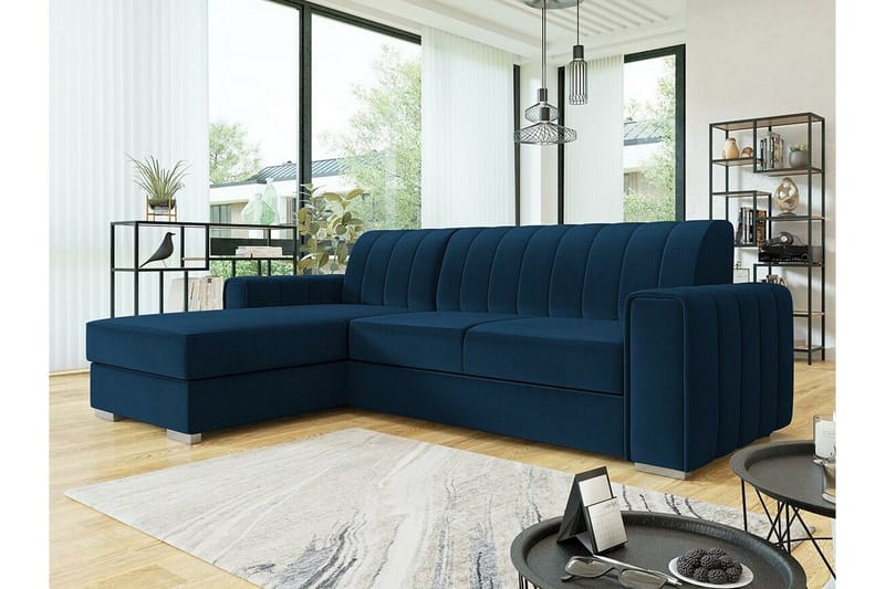 Denegal 3-sits Hörnbäddsoffa Dark blue - Møbler - Sofaer - Sovesofaer - Hjørnesovesofa
