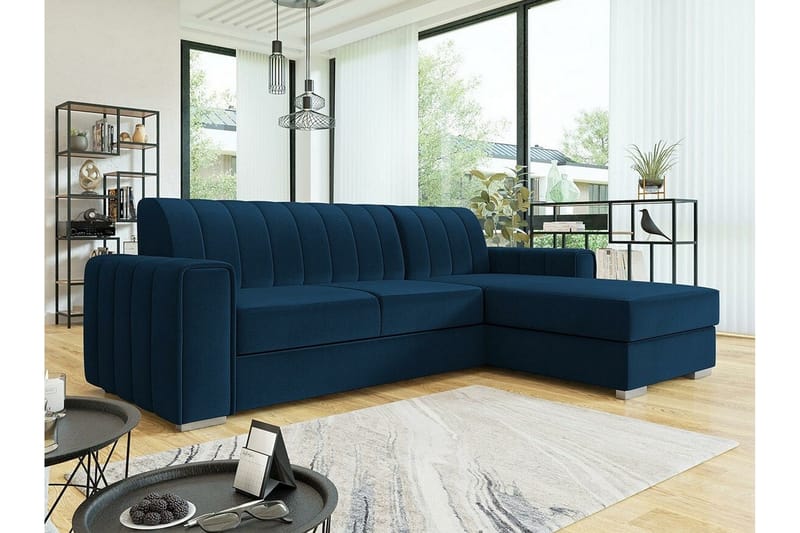 Denegal 3-sits Hörnbäddsoffa Dark blue - Møbler - Sofaer - Sovesofaer - Hjørnesovesofa