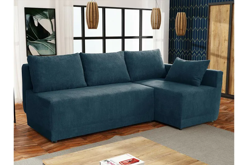 Denegal 3-sits Hörnbäddsoffa Dark blue - Møbler - Sofaer - Sovesofaer - Hjørnesovesofa