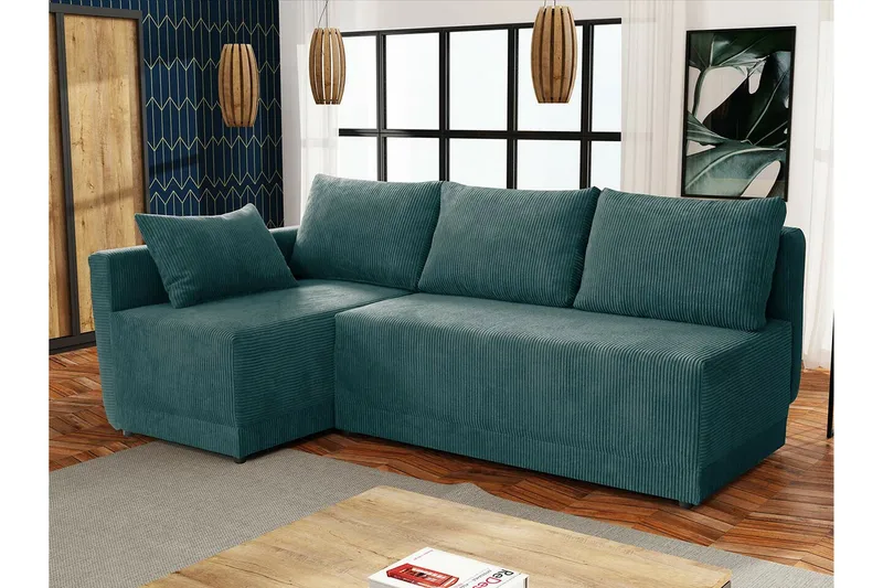 Denegal 3-sits Hörnbäddsoffa Dark green - Møbler - Sofaer - Sovesofaer - Hjørnesovesofa