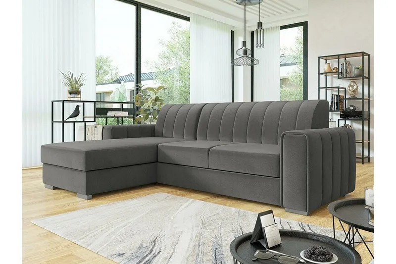 Denegal 3-sits Hörnbäddsoffa Dark grey - Møbler - Sofaer - Sovesofaer - Sovesofa divan