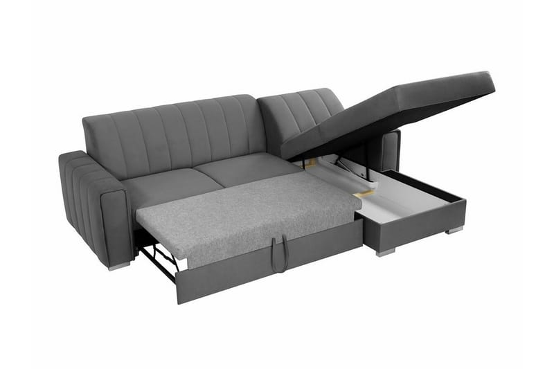 Denegal 3-sits Hörnbäddsoffa Dark grey - Møbler - Sofaer - Sovesofaer - Hjørnesovesofa