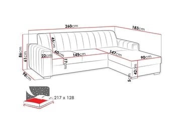 Denegal 3-sits Hörnbäddsoffa Dark grey - Møbler - Sofaer - Sovesofaer - Sovesofa divan