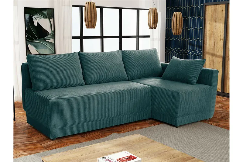Denegal 3-sits Hörnbäddsoffa Green - Møbler - Sofaer - Sovesofaer - Hjørnesovesofa