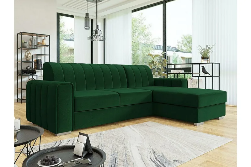 Denegal 3-sits Hörnbäddsoffa Green - Møbler - Sofaer - Sovesofaer - Sovesofa divan