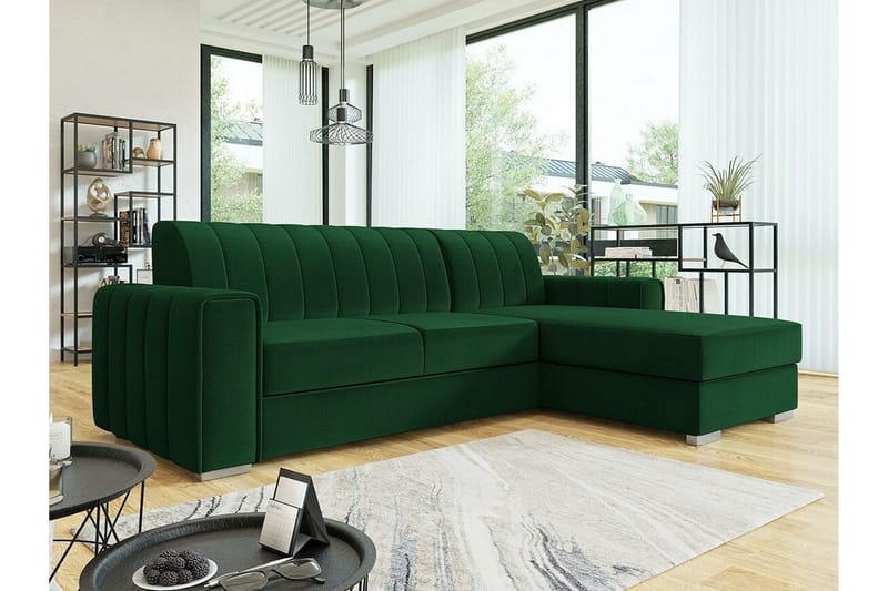 Denegal 3-sits Hörnbäddsoffa Green - Møbler - Sofaer - Sovesofaer - Sovesofa divan