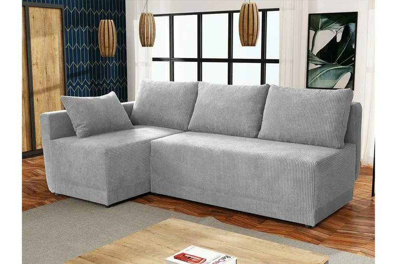 Denegal 3-sits Hörnbäddsoffa Ljusgrå - Møbler - Sofaer - Sovesofaer - Hjørnesovesofa