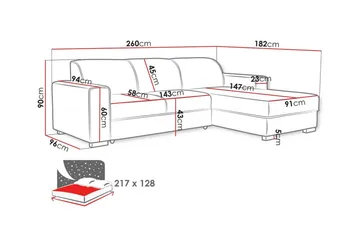 Denegal 3-sits Hörnbäddsoffa NO_BRAND beige - Møbler - Sofaer - Sovesofaer - Hjørnesovesofa