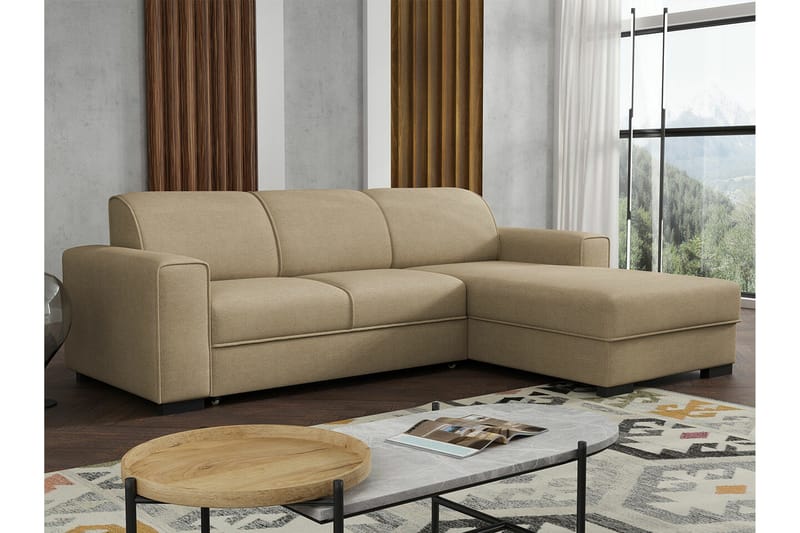 Denegal 3-sits Hörnbäddsoffa NO_BRAND beige - Møbler - Sofaer - Sovesofaer - Hjørnesovesofa