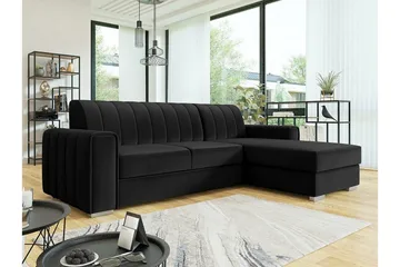 Denegal 3-sits Hörnbäddsoffa NO_BRAND Black - Møbler - Sofaer - Sovesofaer - Sovesofa divan