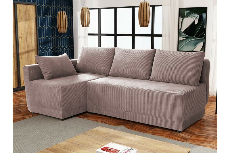 Denegal 3-sits Hörnbäddsoffa NO_BRAND Brown - Møbler - Sofaer - Sovesofaer - Hjørnesovesofa
