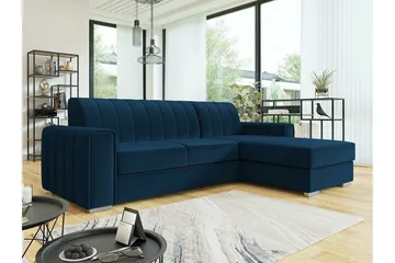 Denegal 3-sits Hörnbäddsoffa NO_BRAND Dark blue - Møbler - Sofaer - Sovesofaer - Hjørnesovesofa