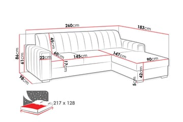 Denegal 3-sits Hörnbäddsoffa NO_BRAND Dark blue - Møbler - Sofaer - Sovesofaer - Hjørnesovesofa
