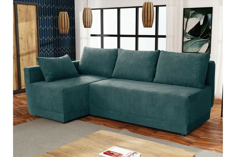 Denegal 3-sits Hörnbäddsoffa NO_BRAND Dark green - Møbler - Sofaer - Sovesofaer - Hjørnesovesofa