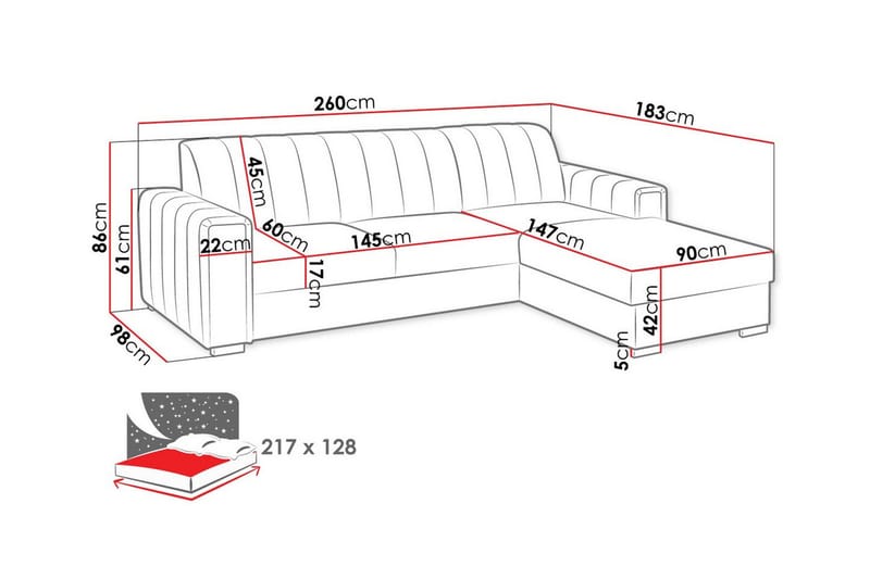 Denegal 3-sits Hörnbäddsoffa NO_BRAND Dark green - Møbler - Sofaer - Sovesofaer - Hjørnesovesofa