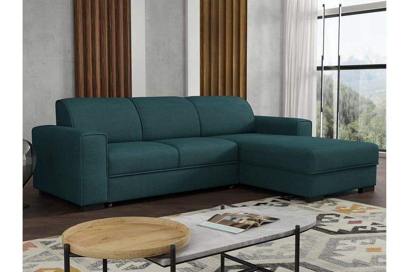 Denegal 3-sits Hörnbäddsoffa NO_BRAND Dark Green/Blue - Møbler - Sofaer - Sovesofaer - Hjørnesovesofa