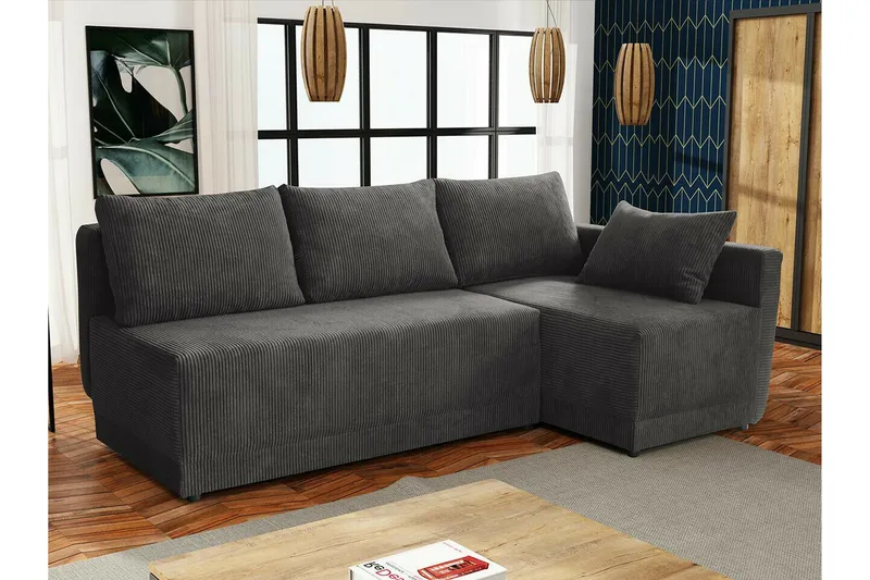 Denegal 3-sits Hörnbäddsoffa NO_BRAND Dark grey - Møbler - Sofaer - Sovesofaer - Hjørnesovesofa