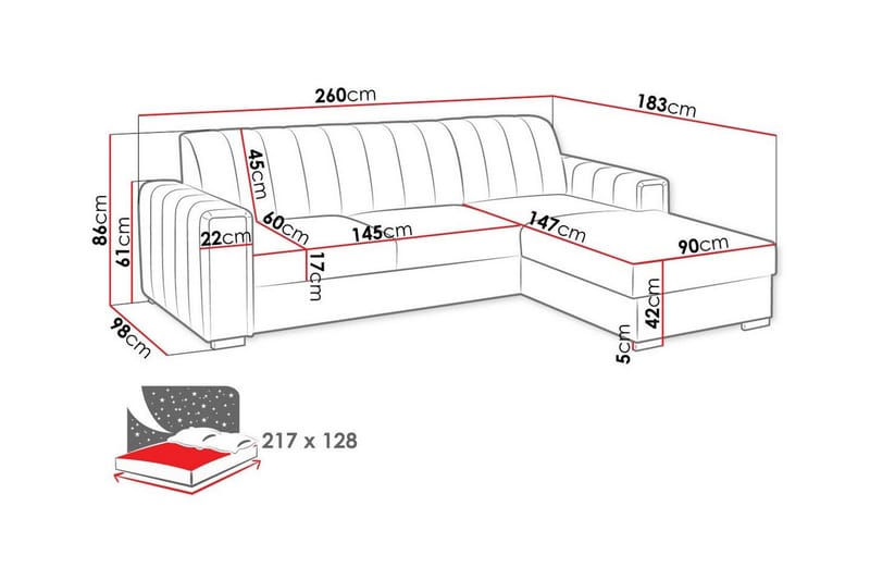 Denegal 3-sits Hörnbäddsoffa NO_BRAND Green - Møbler - Sofaer - Sovesofaer - Sovesofa divan