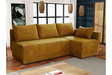 Denegal 3-sits Hörnbäddsoffa NO_BRAND Mustard yellow - Møbler - Sofaer - Sovesofaer - Hjørnesovesofa