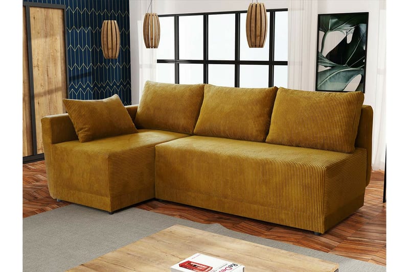 Denegal 3-sits Hörnbäddsoffa Yellow - Møbler - Sofaer - Sovesofaer - Hjørnesovesofa