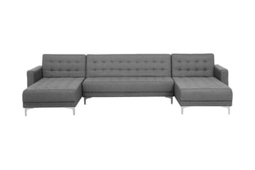 Divansofa 5-seter med sovefunksjon lysegrå ABERDEEN - Grå - Møbler - Sofaer - Sovesofaer - Hjørnesovesofa