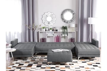 Divansofa 5-seter med sovefunksjon lysegrå ABERDEEN - Grå - Møbler - Sofaer - Sovesofaer - Hjørnesovesofa
