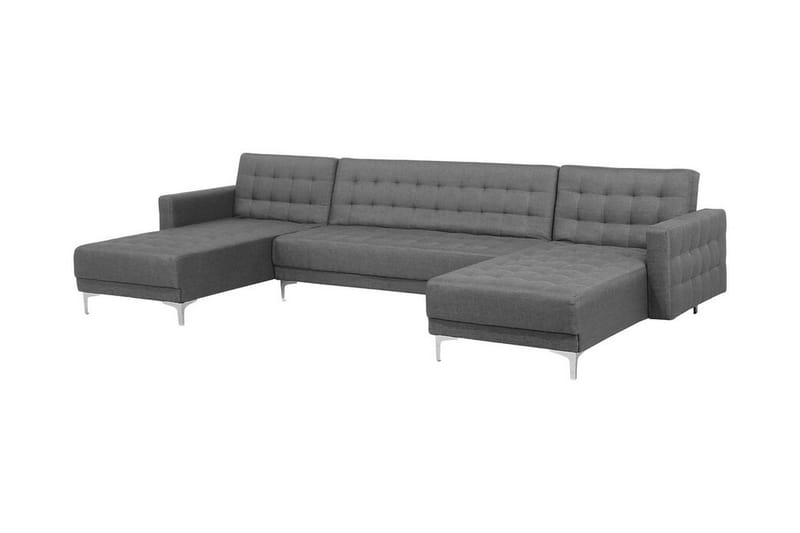 Divansofa 5-seter med sovefunksjon lysegrå ABERDEEN - Grå - Møbler - Sofaer - Sovesofaer - Hjørnesovesofa