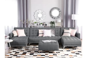 Divansofa 5-seter med sovefunksjon lysegrå ABERDEEN - Grå - Møbler - Sofaer - Sovesofaer - Hjørnesovesofa