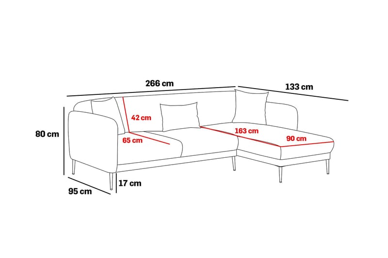 Divansovesofa 3-seters Genna - Beige - Hjørnesovesofa