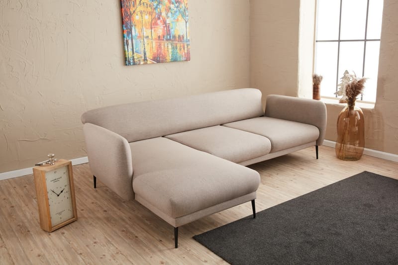 Divansovesofa 3-seters Genna - Beige - Hjørnesovesofa