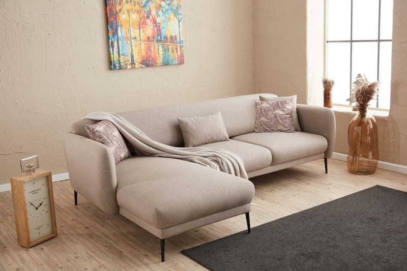 Divansovesofa 3-seters Genna - Beige - Hjørnesovesofa