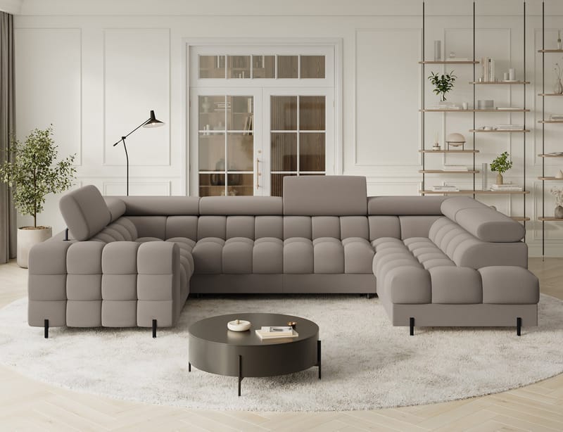 Fectory 6-seters Bubblig hjørnesovesofa med sjeselong og oppbevaring Høyre - Sola 18 - Møbler - Sofaer - Sovesofaer - Hjørnesovesofa