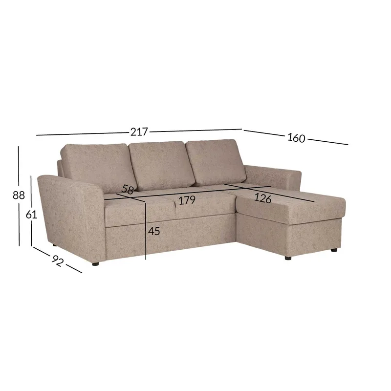 Hjørnesovesofa Fenor - Beige - Møbler - Sofaer - Sovesofaer - Hjørnesovesofa