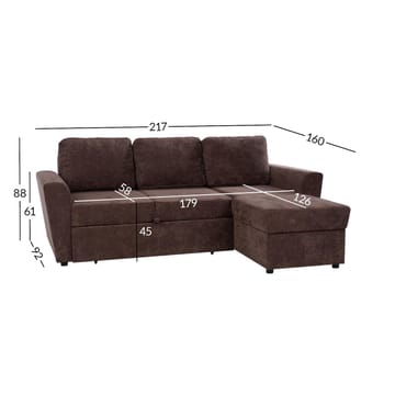 Hjørnesovesofa Fenor - Brun - Møbler - Sofaer - Sovesofaer - Hjørnesovesofa