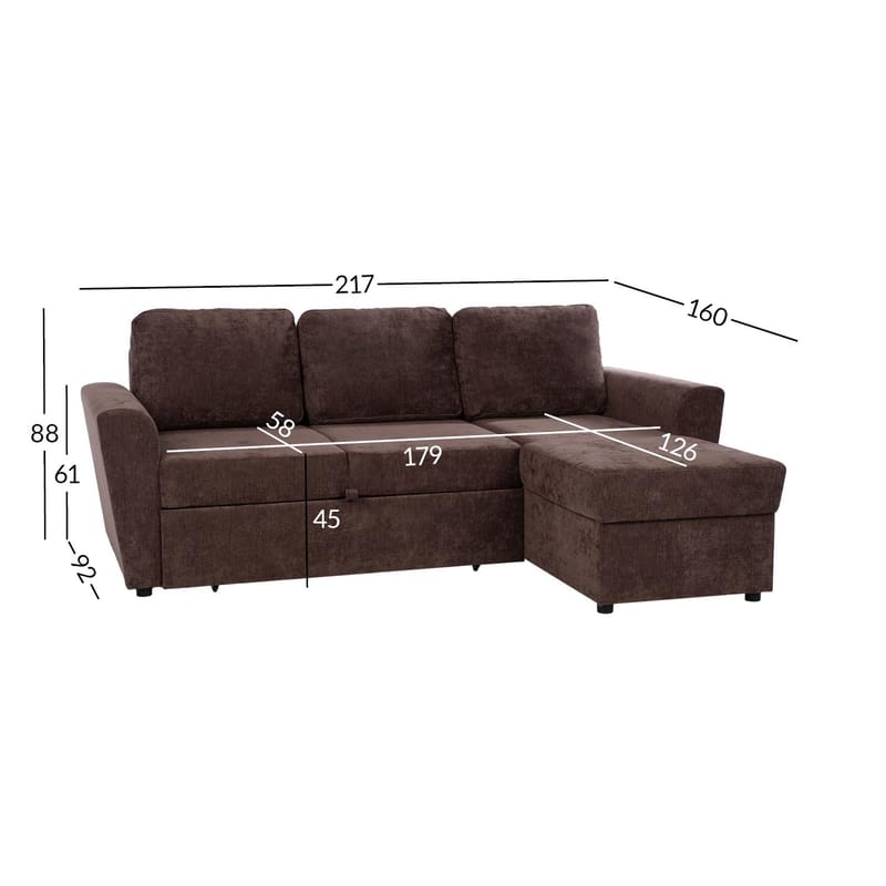 Hjørnesovesofa Fenor - Brun - Møbler - Sofaer - Sovesofaer - Hjørnesovesofa