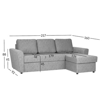 Hjørnesovesofa Fenor - Grå - Møbler - Sofaer - Sovesofaer - Hjørnesovesofa