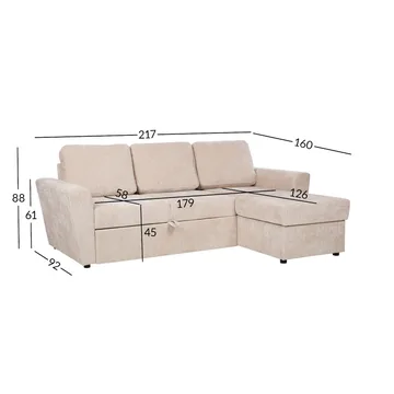 Hjørnesovesofa Fenor - Lys beige - Møbler - Sofaer - Sovesofaer - Sovesofa divan