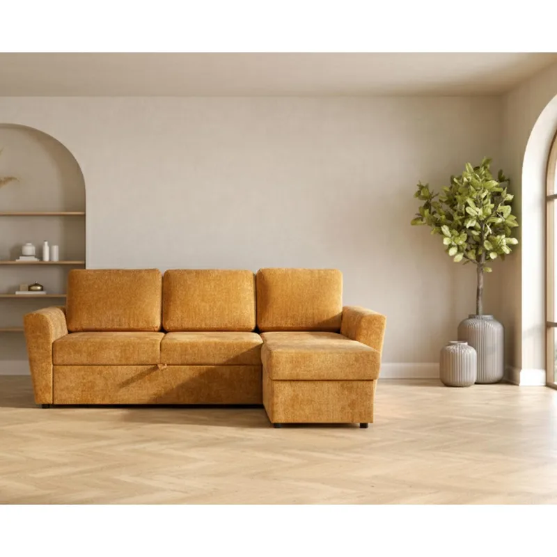 Hjørnesovesofa Fenor - Lys gul - Møbler - Sofaer - Sovesofaer - Hjørnesovesofa