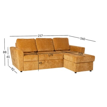 Hjørnesovesofa Fenor - Lys gul - Møbler - Sofaer - Sovesofaer - Hjørnesovesofa