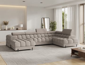 Feraria 6-seters boblete sovesofa med divan og sjeselong, oppbevaring, høyre - Sola 18 - Møbler - Sofaer - Sovesofaer - Hjørnesovesofa