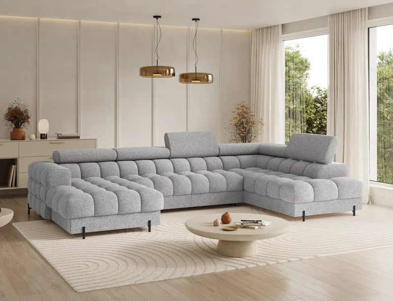 Feraria 6-seters boblete sovesofa med divan og sjeselong, oppbevaring, høyre - Pellerito 03 - Møbler - Sofaer - Sovesofaer - Hjørnesovesofa