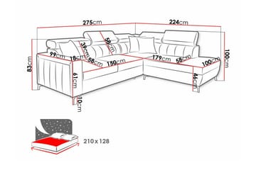 Galbally 3-seters hjørnesovesofa - Møbler - Sofaer - Sovesofaer - Hjørnesovesofa