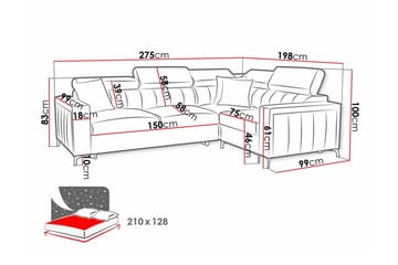 Galbally 3-seters hjørnesovesofa - Møbler - Sofaer - Sovesofaer - Hjørnesovesofa
