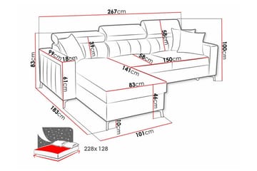 Galbally 3-seters hjørnesovesofa - Møbler - Sofaer - Sovesofaer - Sovesofa divan