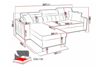 Galbally 3-seters hjørnesovesofa - Møbler - Sofaer - Sovesofaer - Hjørnesovesofa