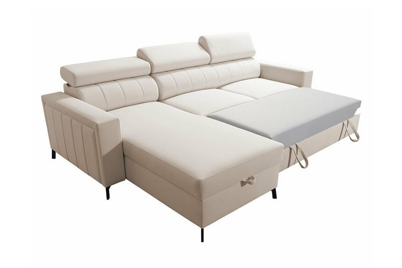 Galbally 3-sits Hörnbäddsoffa Beige Creme - Møbler - Sofaer - Sovesofaer - Hjørnesovesofa