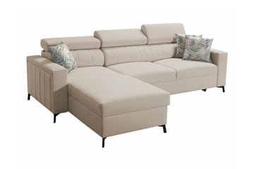 Galbally 3-sits Hörnbäddsoffa Beige Creme - Møbler - Sofaer - Sovesofaer - Hjørnesovesofa